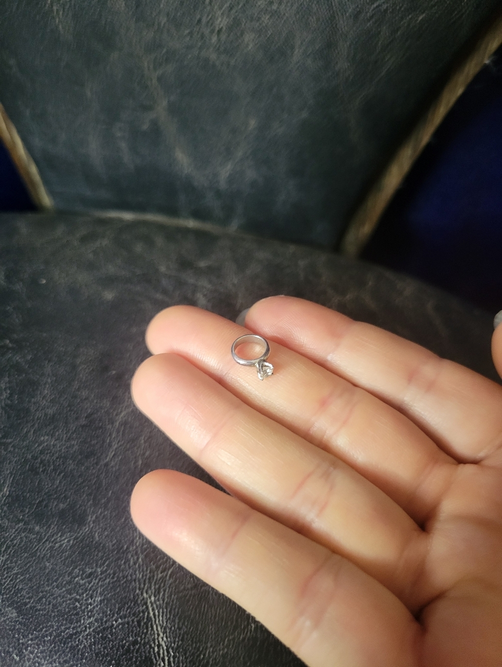 Stirling Silver 925 Mini Engagement Ring Charm/Pendant